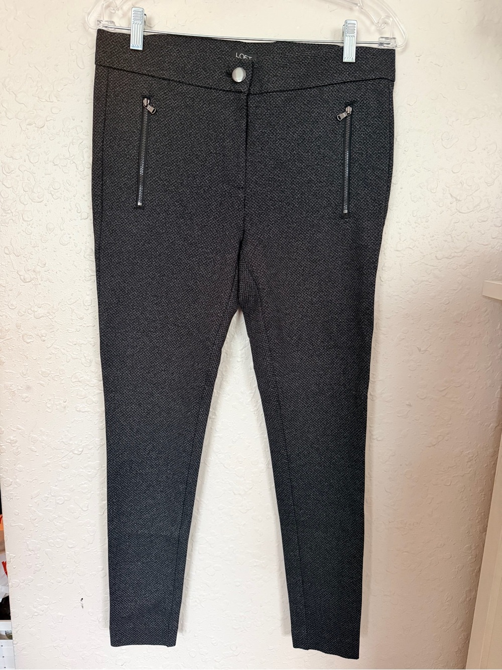 LOFT Charcoal Ponte Skinny Pants with Zip Pockets
